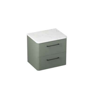 Britton Camberwell 600mm Two Drawer Unit & Carrara White Minerva Worktop