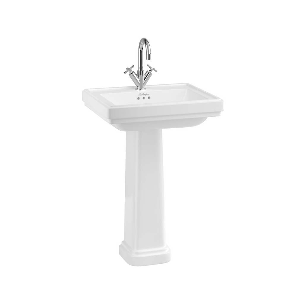 Burlington Riviera 580mm Square Basin with Full Pedestal - Image 2