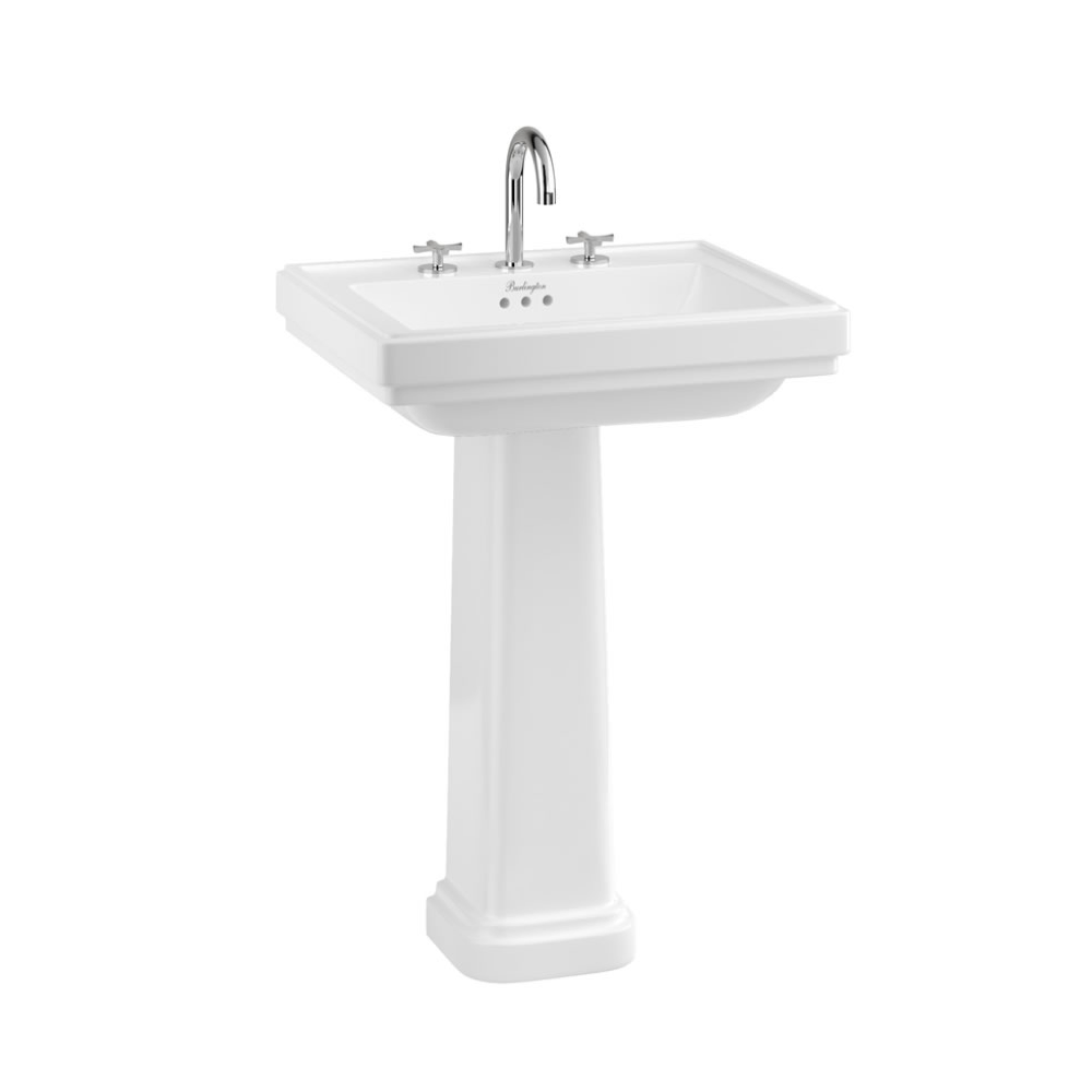 Burlington Riviera 580mm Square Basin with Full Pedestal